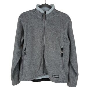 REI Womens Gray Sweater Knit Polar Fleece Full Zip Jacket Large Hiking Outdoor